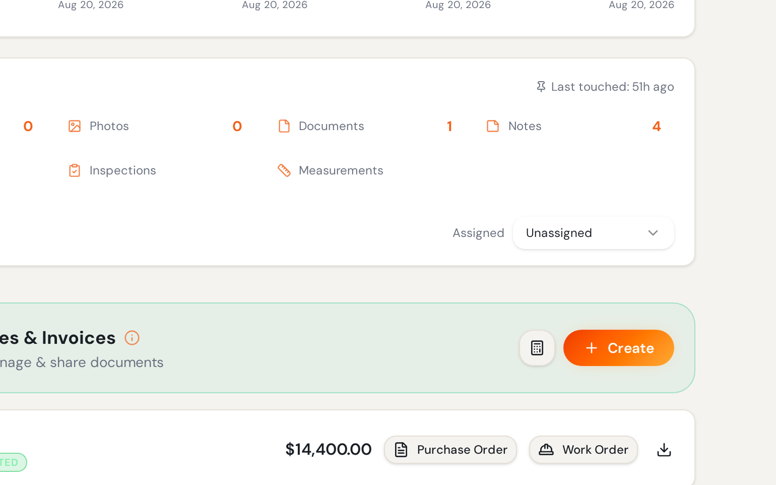 Estimate and invoice tab on a job, ready to send for e-signature